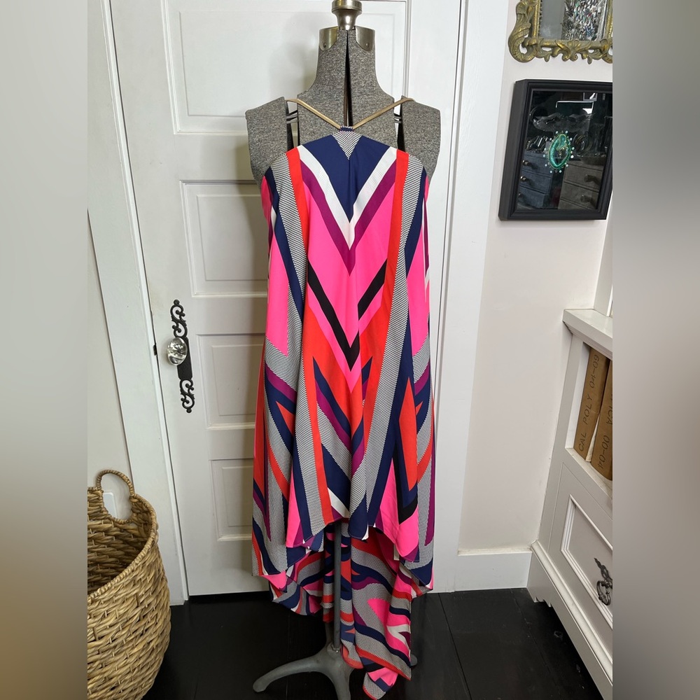 Vibrant Geometric High/Low Dress